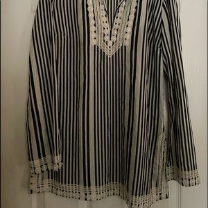 Tory Burch black and ivory tunic with beading